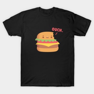 Funny Burger With Bite Marks Says Ouch T-Shirt